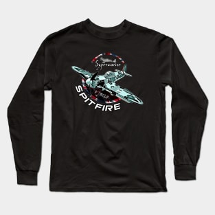 Supermarine Spitfire Vintage English Aircraft Long Sleeve T-Shirt